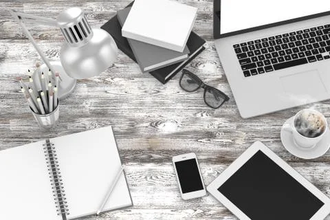 Workplace, top view Stock Illustration
