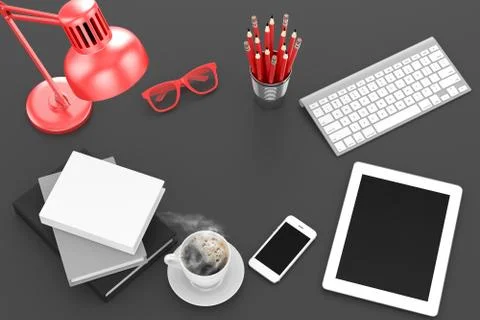 Workplace, top view Illustrazione stock