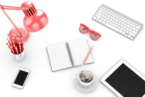 Workplace, top view Stock Illustration