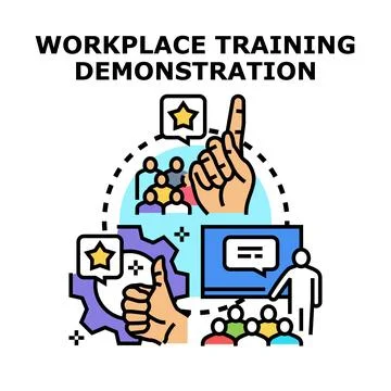 Workplace training demonstration vector concept illustration Stock Illustration