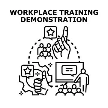 Workplace training demonstration vector concept illustration Stock Illustration