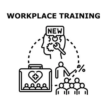 Workplace training developing skills and improving human resources 스톡 일러스트