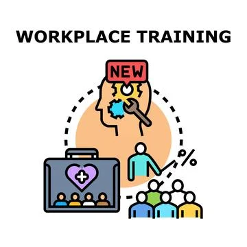 Workplace training developing skills and improving human resources Stock Illustration