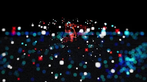 Workplace under control. Stylized data flow from CCTV camera to monitor. Vidéo 302794638