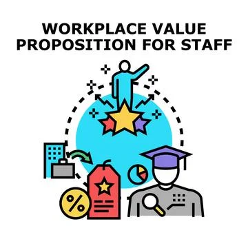 Workplace value proposition for staff identifying benefits and incentives Stock Illustration