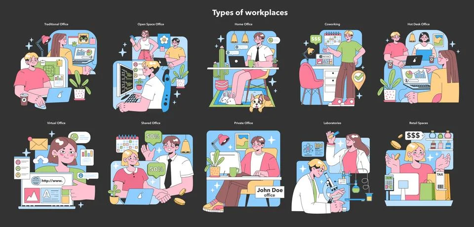 Workplace variety set. Flat vector illustration 스톡 일러스트