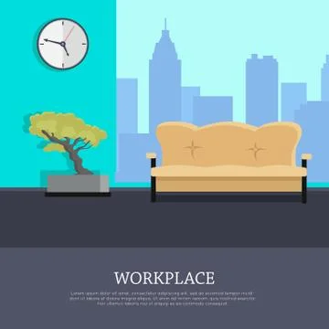 Workplace Vector Concept in Flat Style Design Stock Illustration