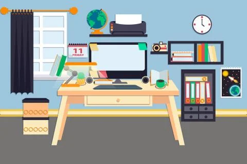 Workplace vector illustration. Illustrazione stock