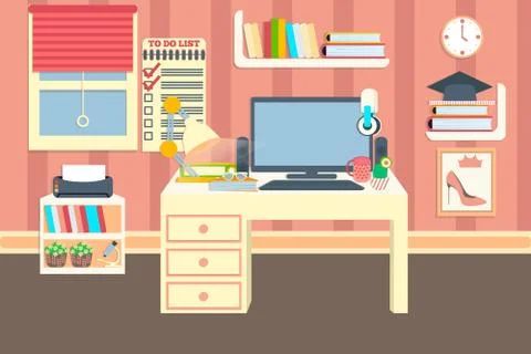 Workplace vector illustration. Illustrazione stock