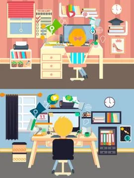 Workplace vector illustration. Stock Illustration