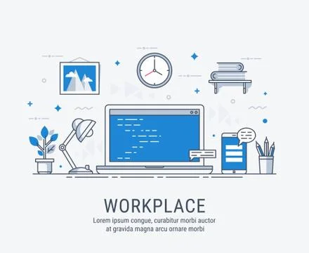 Workplace vector illustration for web 库存插图