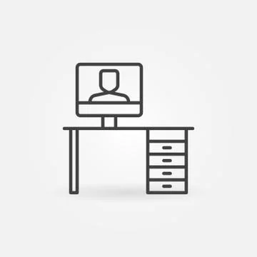 Workplace vector minimal line icon. Work From Home symbol Stock Illustration
