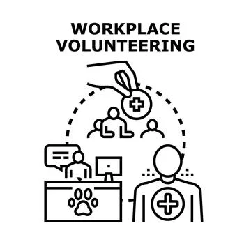Workplace volunteering program fostering community engagement helping causes Stock Illustration