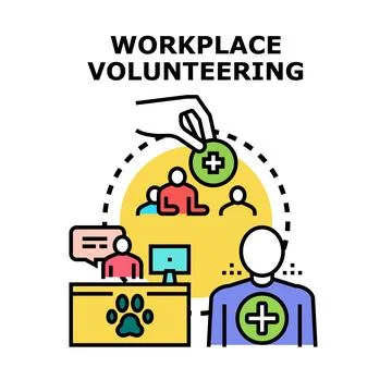 Workplace volunteering program fostering community engagement helping causes Stock Illustration