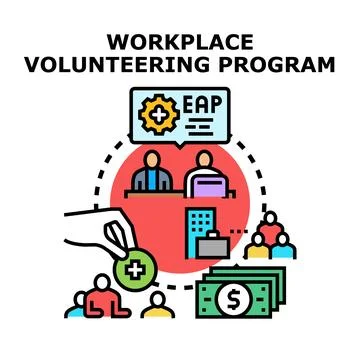 Workplace volunteering program supporting employee assistance Ilustração Stock