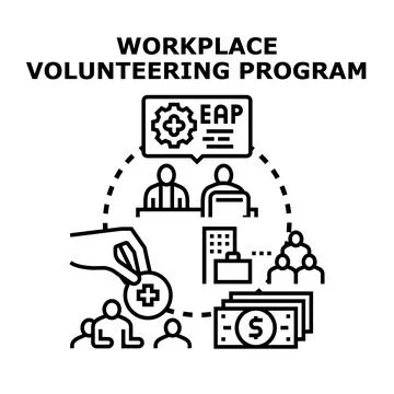 Workplace volunteering program supporting employee assistance Ilustração Stock
