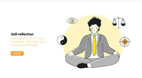 Workplace yoga, Vector illustration flat design. Self-reflection, harmony Stock Illustration