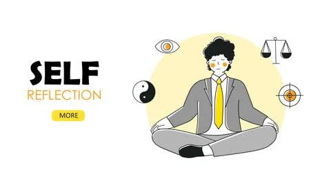Workplace yoga, Vector illustration flat design. Self-reflection, harmony Stock Illustration