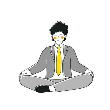 Workplace yoga, Vector illustration flat design. Self-reflection, harmony Stock Illustration