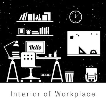 Workroom interior silhouette Stock Illustration
