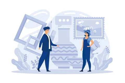 Works of art flat vector modern illustration Stock Illustration