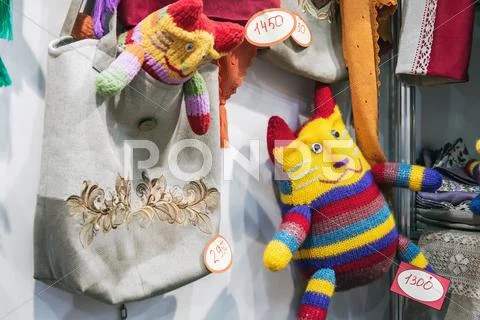 Works of artists, craftsmen, artisans and talented craftsmen at the exhibitio Stock Photos