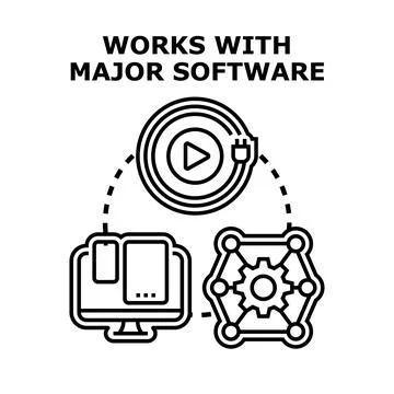 Works with major software connecting ecosystem platforms Ilustração Stock