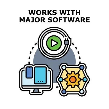 Works with major software connecting ecosystem platforms Stock Illustration