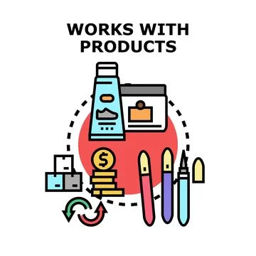 Works with products concept vector icon creating Stock Illustration