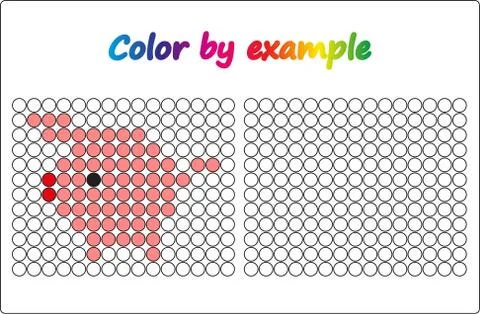 Worksheet.  apple - puzzle task, game for preschool  kids. Color by example.  Stock Illustration