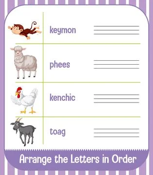 Worksheet design with arranging letters Stock Illustration