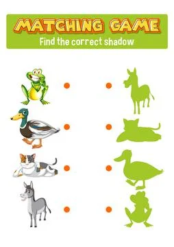 Worksheet design for matching animals Stock Illustration