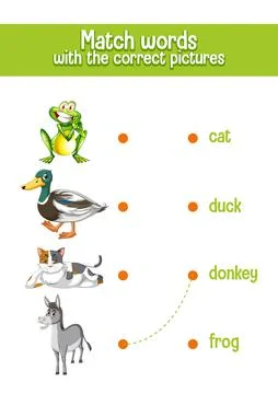 Worksheet design for matching words Stock Illustration