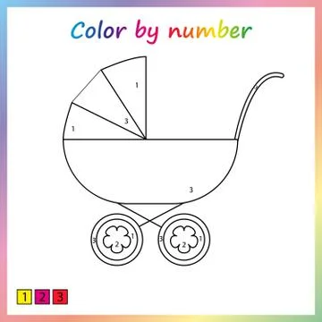 Worksheet for education. painting page, color by numbers.  Game for preschool Stock Illustration
