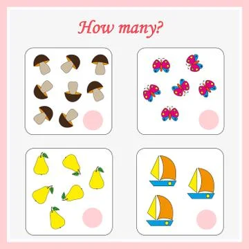 Worksheet. Mathematical puzzle game. Learning mathematics, tasks for addition Stock Illustration