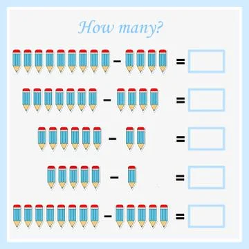 Worksheet. Mathematical puzzle game. Learning mathematics, tasks for addition Stock Illustration