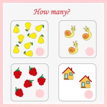 Worksheet. Mathematical puzzle game. Learning mathematics, tasks for addition Stock Illustration