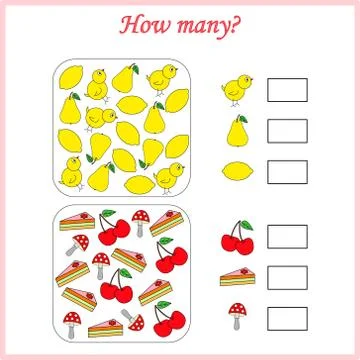 Worksheet. Mathematical puzzle game. Learning mathematics, tasks for addition Stock Illustration