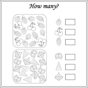 Worksheet. Mathematical puzzle game. Learning mathematics, tasks for addition Stock Illustration