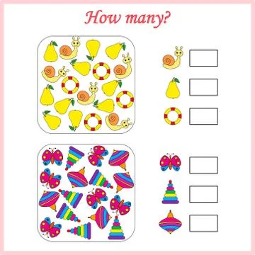 Worksheet. Mathematical puzzle game. Learning mathematics, tasks for addition Stock Illustration