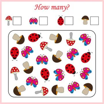 Worksheet. Mathematical puzzle game. Learning mathematics, tasks for addition Stock Illustration