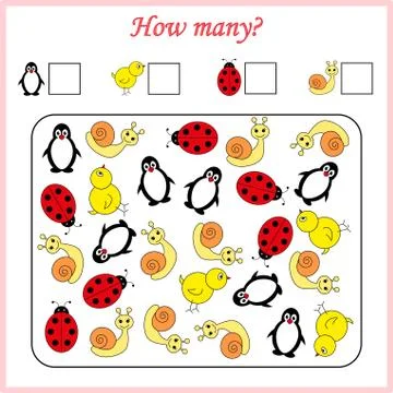 Worksheet. Mathematical puzzle game. Learning mathematics, tasks for addition Stock Illustration