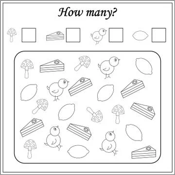Worksheet. Mathematical puzzle game. Learning mathematics, tasks for addition Stock Illustration
