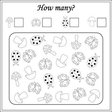 Worksheet. Mathematical puzzle game. Learning mathematics, tasks for addition Stock Illustration