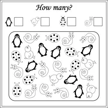 Worksheet. Mathematical puzzle game. Learning mathematics, tasks for addition Stock Illustration