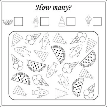 Worksheet. Mathematical puzzle game. Learning mathematics, tasks for addition Stock Illustration
