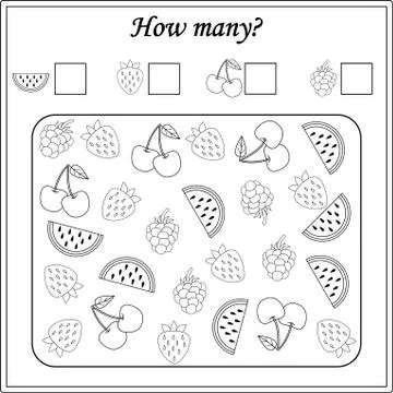 Worksheet. Mathematical puzzle game. Learning mathematics, tasks for addition Stock Illustration