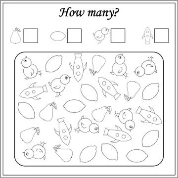 Worksheet. Mathematical puzzle game. Learning mathematics, tasks for addition Stock Illustration