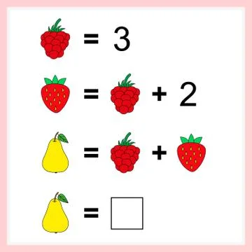 Worksheet. Mathematical puzzle game. Learning mathematics, tasks for addition Stock Illustration