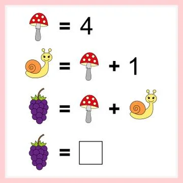 Worksheet. Mathematical puzzle game. Learning mathematics, tasks for addition Stock Illustration